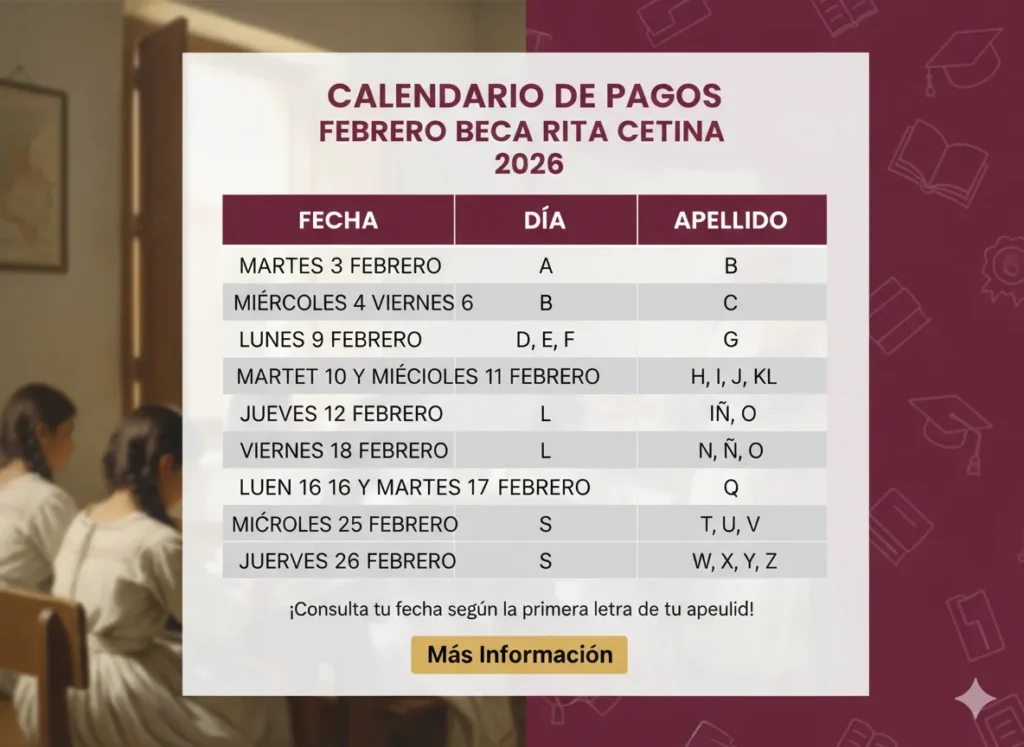 Calendario de Pagos Febrero Beca Rita Cetina 2026 27c (2)